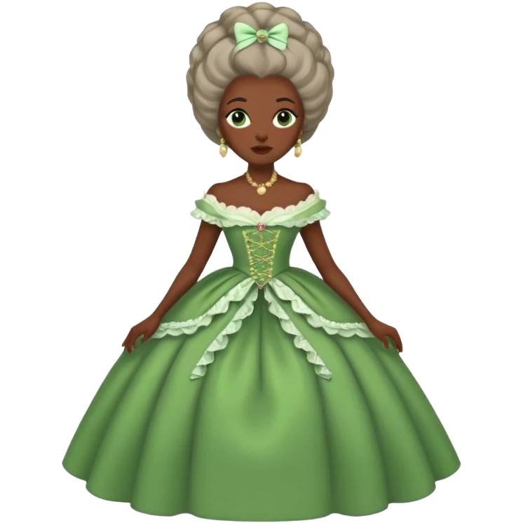 marie Antoinette fashion dark skinned woman green dress emoji