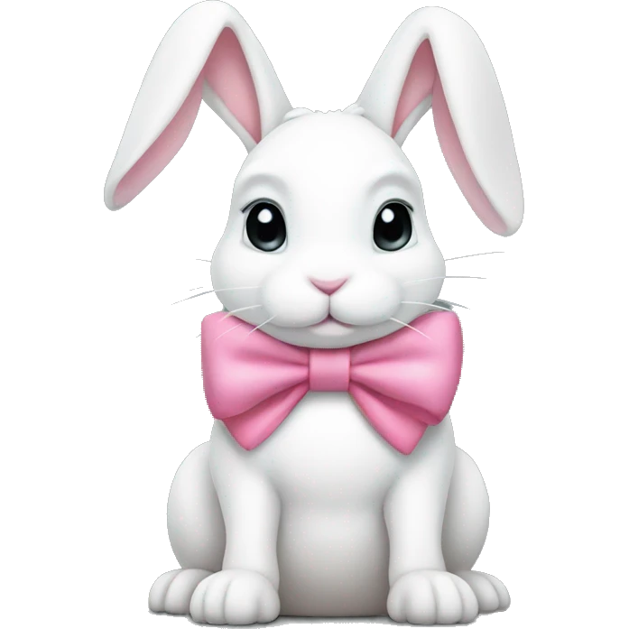 White bunny wearing a pink bow  emoji