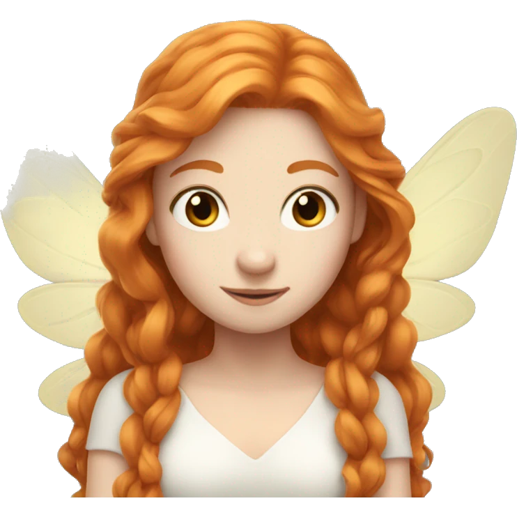a white skin fairy, long ginger hair and wings emoji