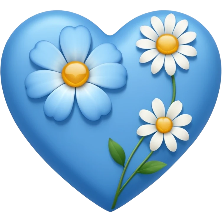 blue heart with one white flower emoji