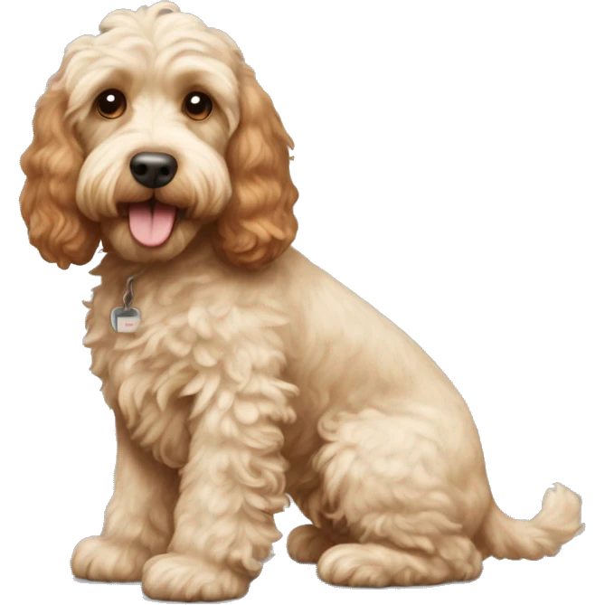 Red cockapoo and cream color cockapoo fully body  emoji