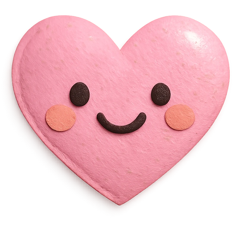 adorable pastel pink heart, glittery, soft shine, no arms or legs, full body, kawaii paper craft style emoji