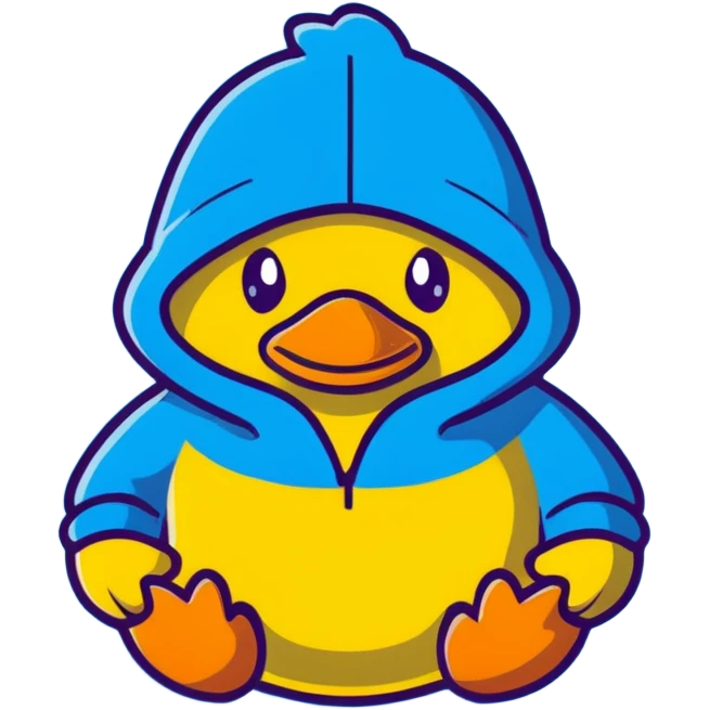 Cute yellow rubber duck wearing a colorful hoodie emoji