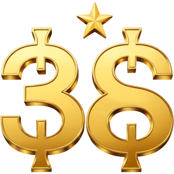 3 dollar sings together golden emoji