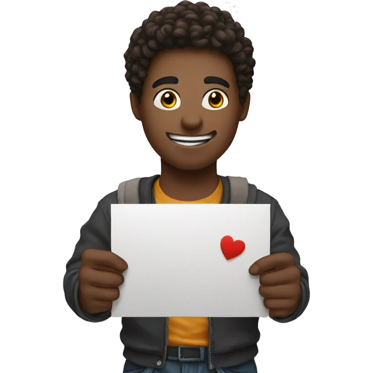 an emoji of a young guys holding a card saying subscribe to Kuizson emoji