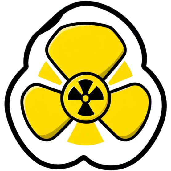 Bright yellow and black radiation hazard trefoil symbol warning sign emoji