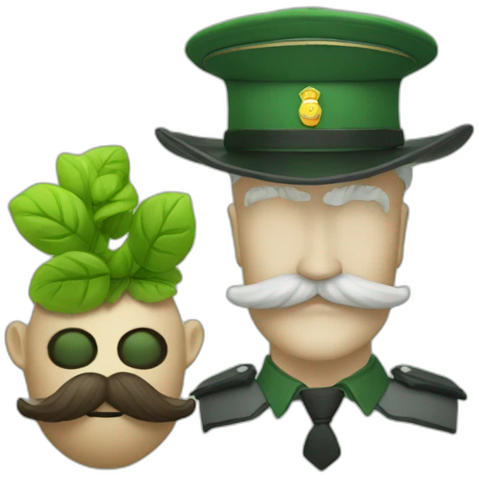 green man with mustash and a policecap and a rabit emoji