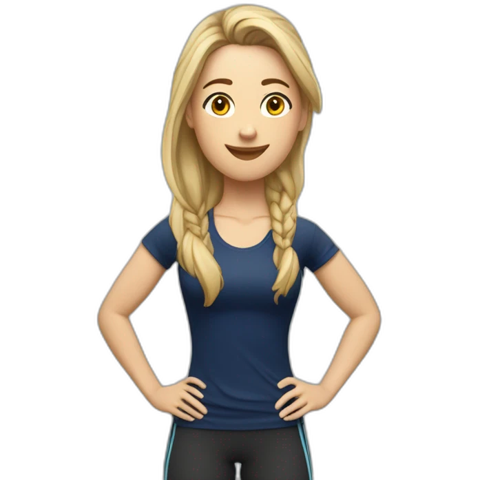 Fitnesstrainerin von der Firma „DKKA“ mit dunkelblauem shirt emoji