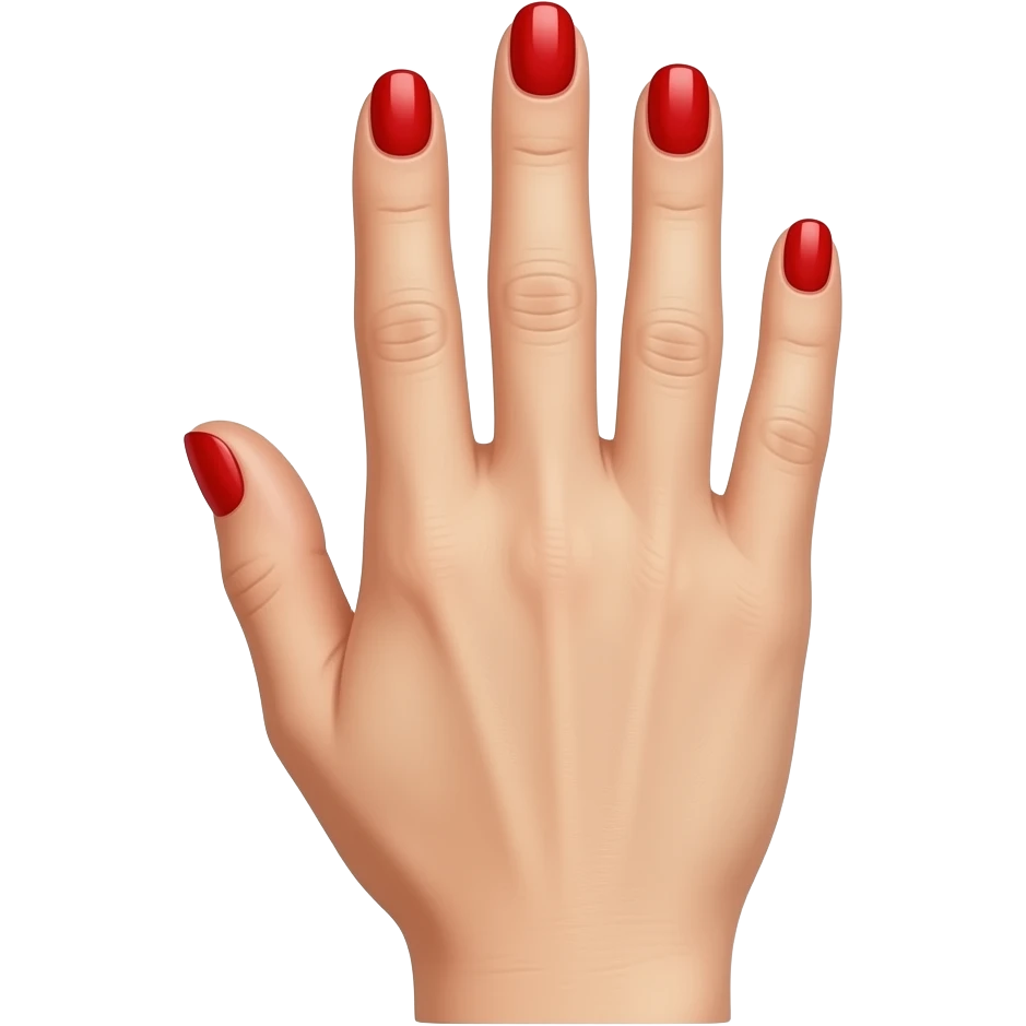 Hand back shape and middle 3rd finger with red nails emoji