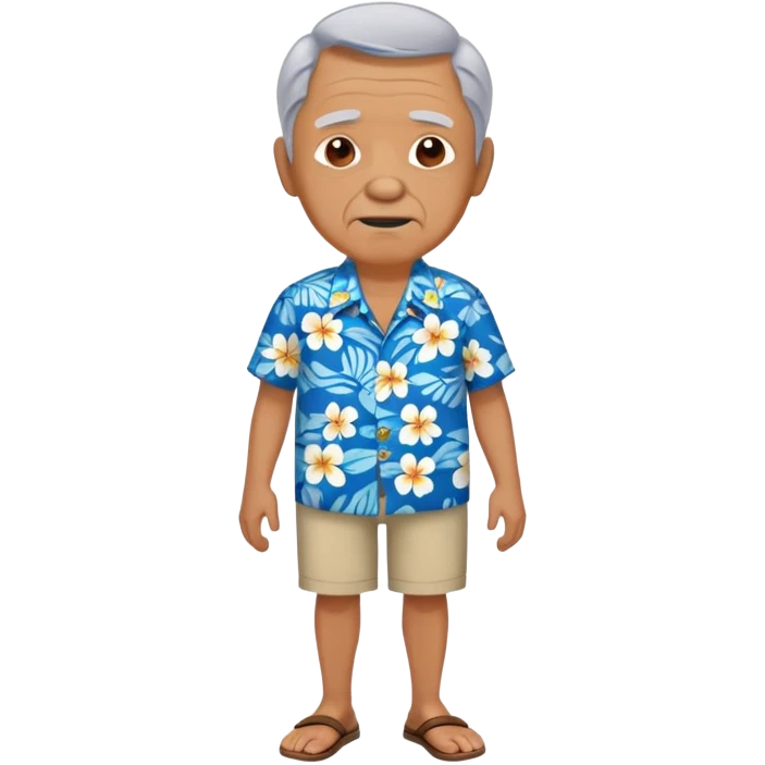 old man with hawai blue floweral shirt  full body  emoji