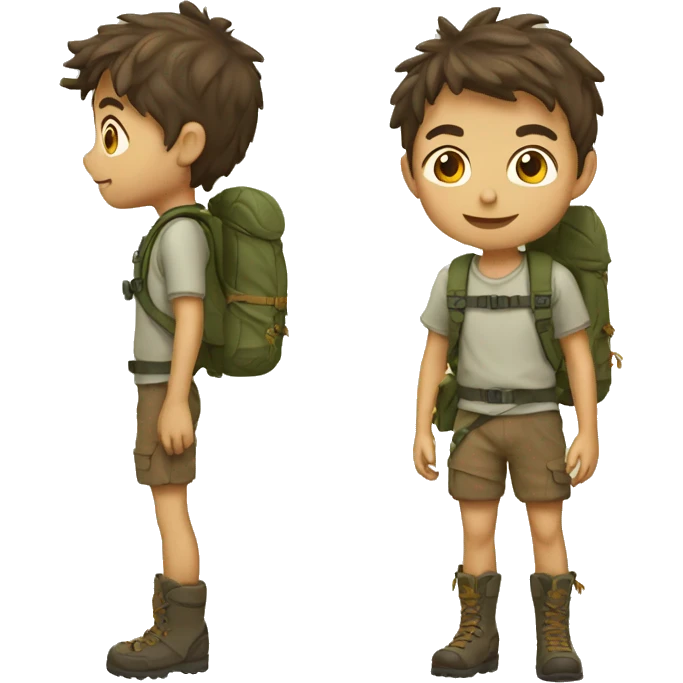 backpacking hazel boy with short emoji