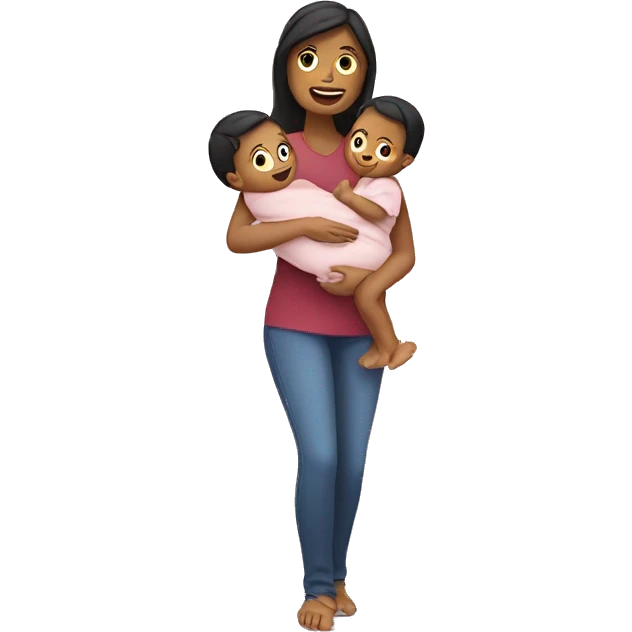 a mum carrying 2 babies emoji