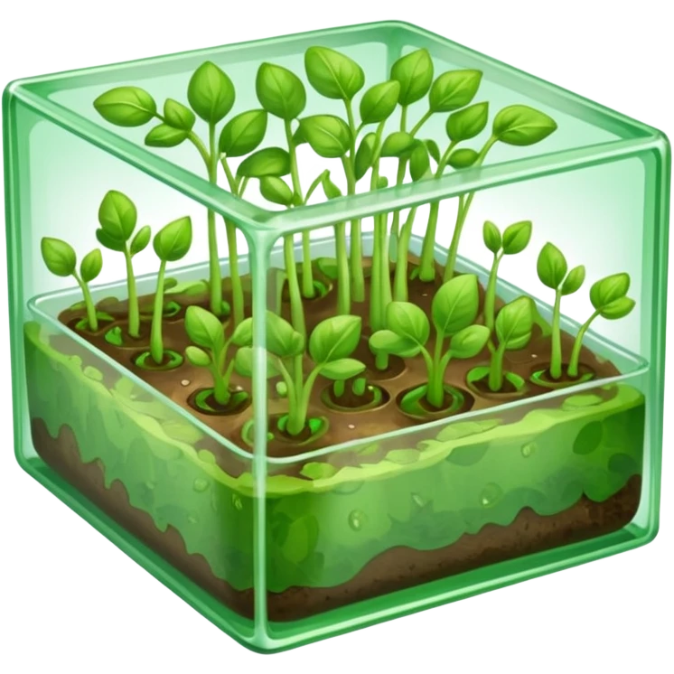 aromatic sprouts in a flat thin transparent box the base is almost invisible emoji