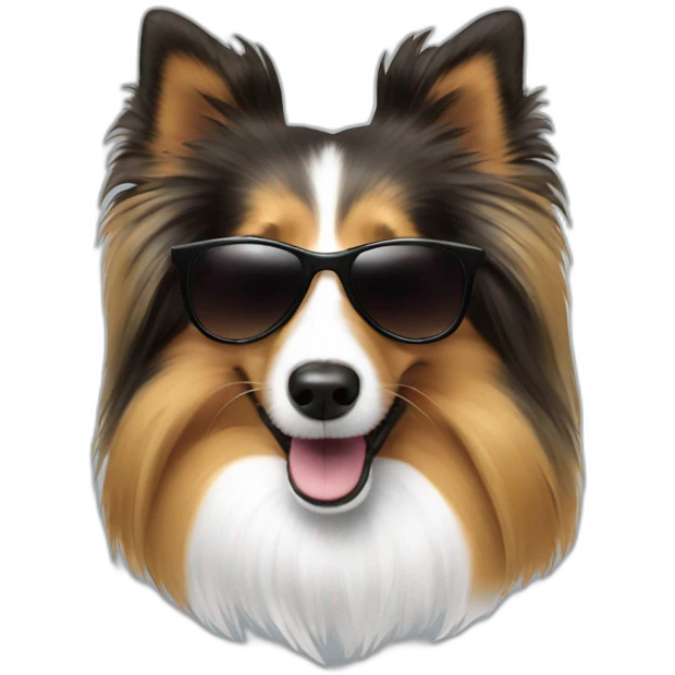 Sheltie with sunglasses emoji