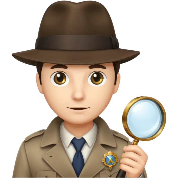 a detective with a hat, a magnifying glass and a badge emoji