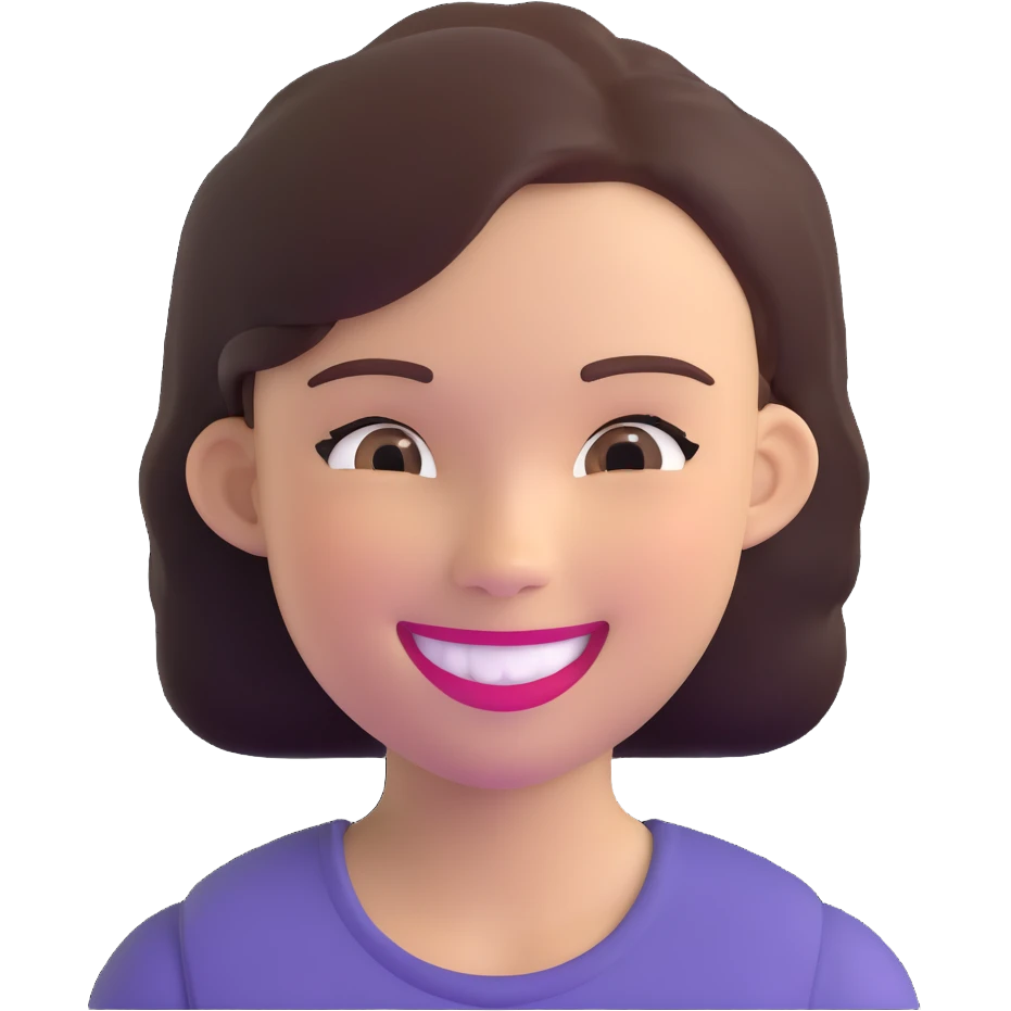 young adult woman with smile emoji