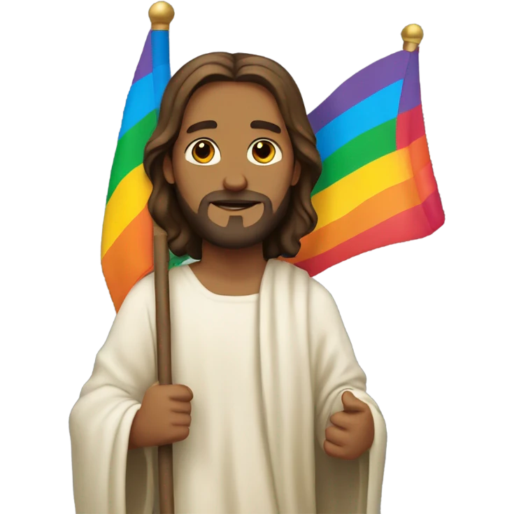 Jesus holding pride flag  emoji