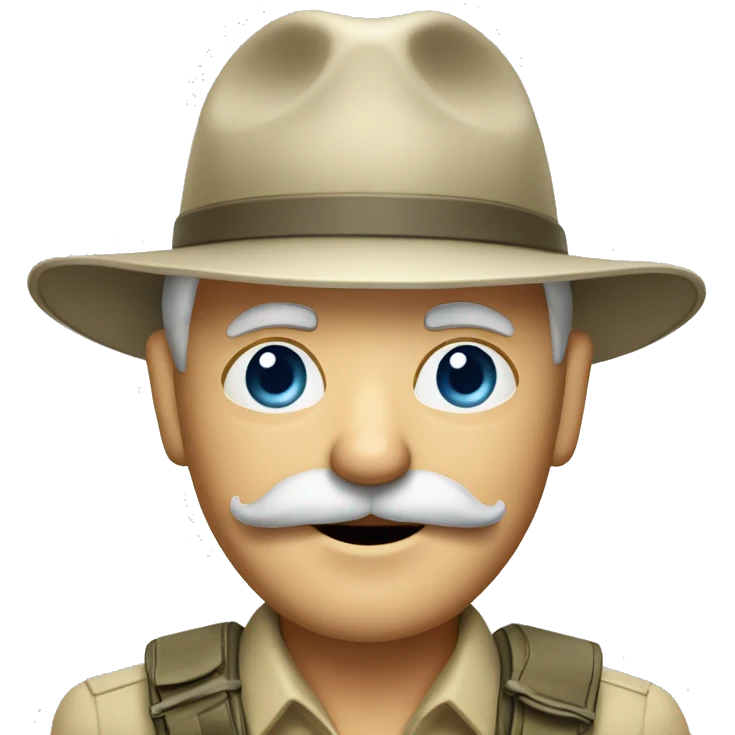 Old White South African safari guide with moustache  emoji