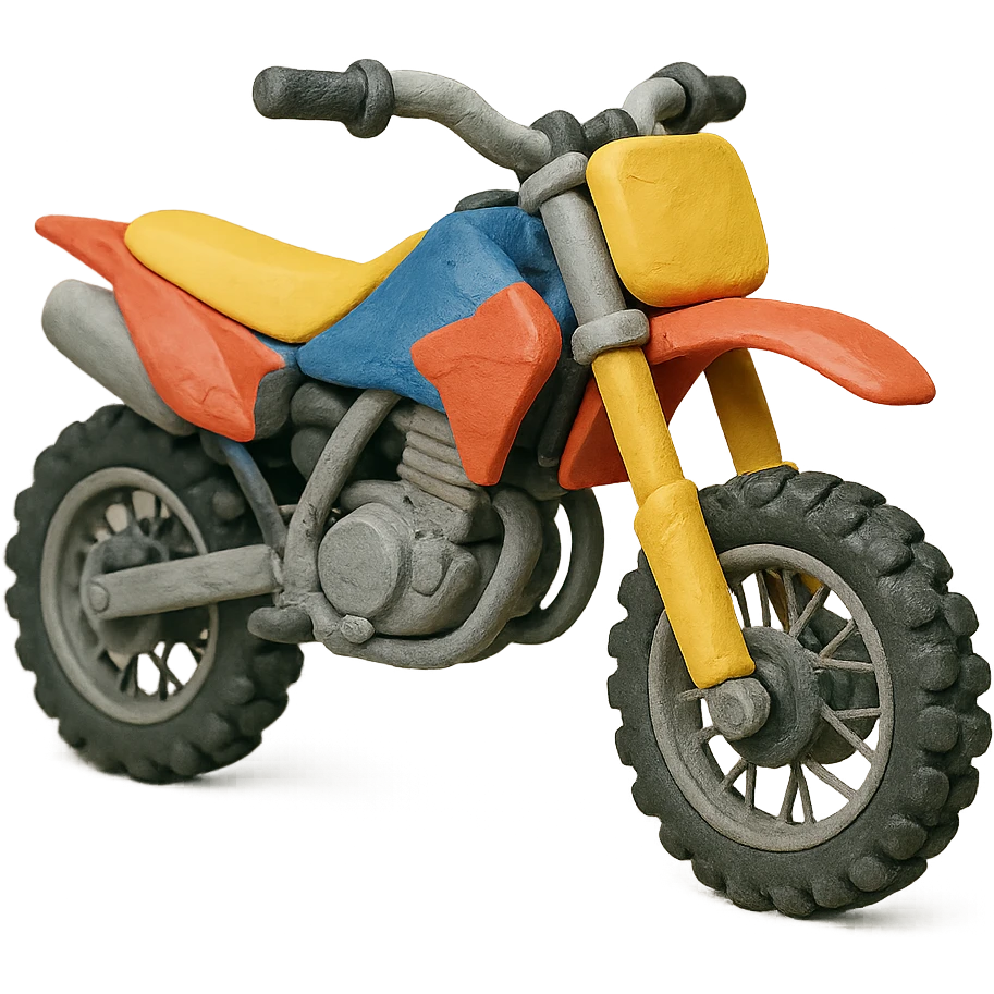 125cc dirtbike, parked, clean lines, modern, claymation style emoji