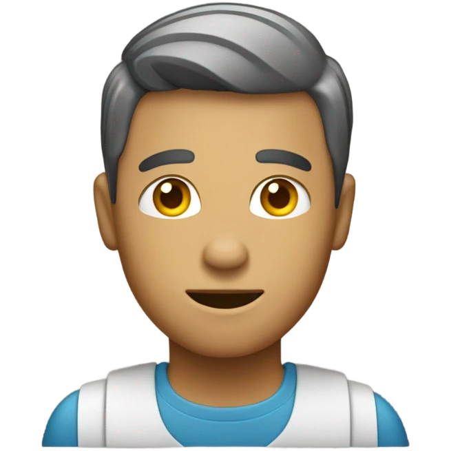 Un chico sujeta un iPhone emoji