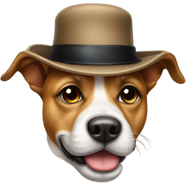 Dog with a mustache wearing a hat emoji