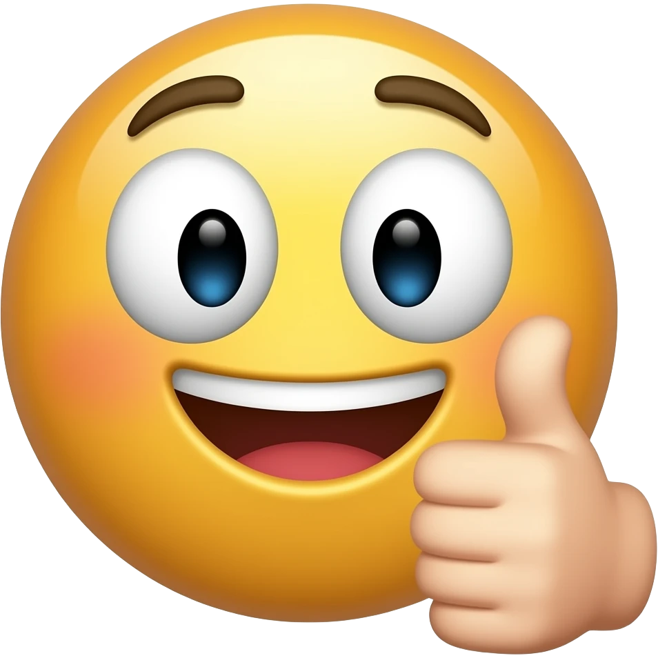 Emo round face  emoji thumbs up emoji