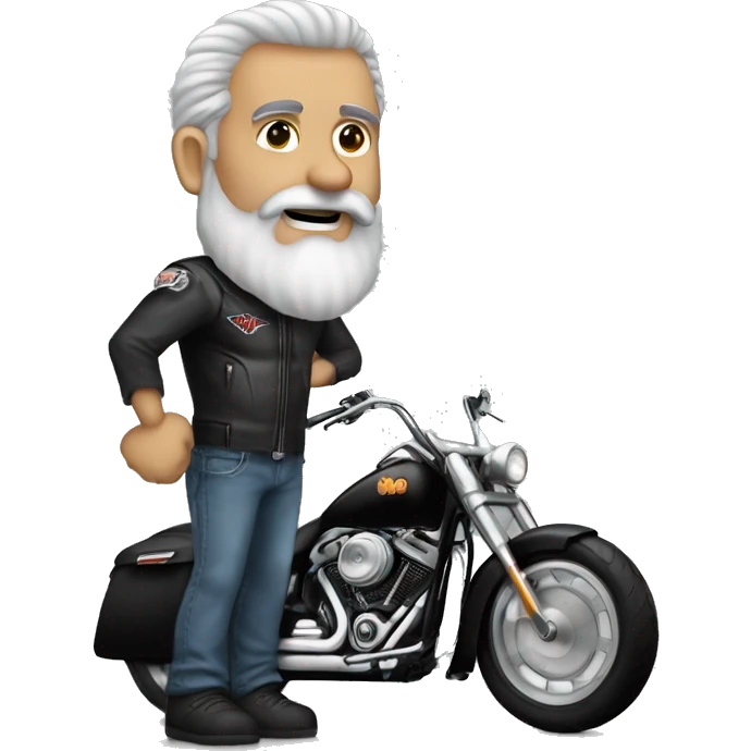 Old Biker grey Beard bo Hair  Harley Chicago emoji