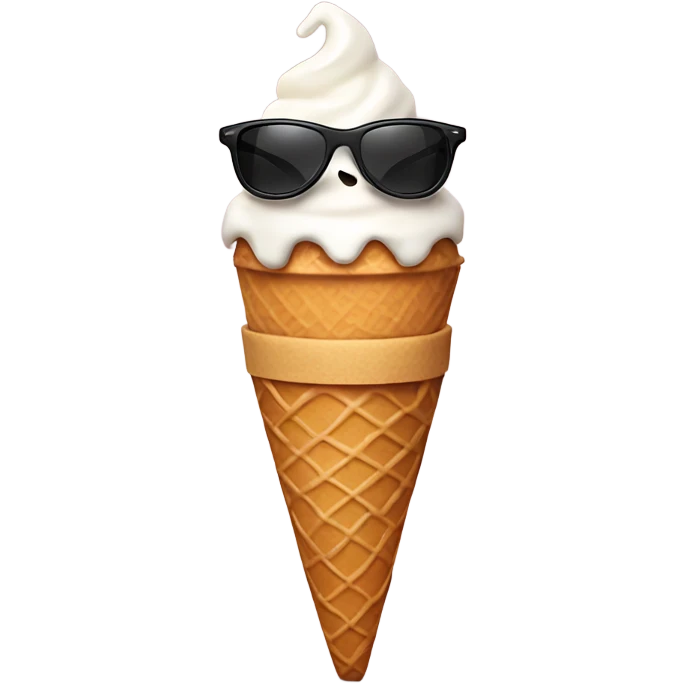 Ice cream cone with sunglasses, arms, legs and a peace sign emoji