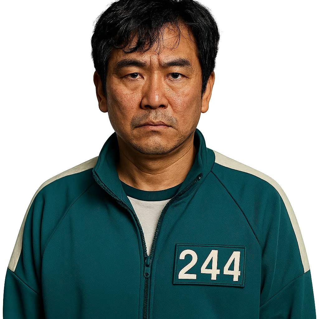 Squid Game Season 2 another main character, clear depiction, individual character, no specific art style emoji
