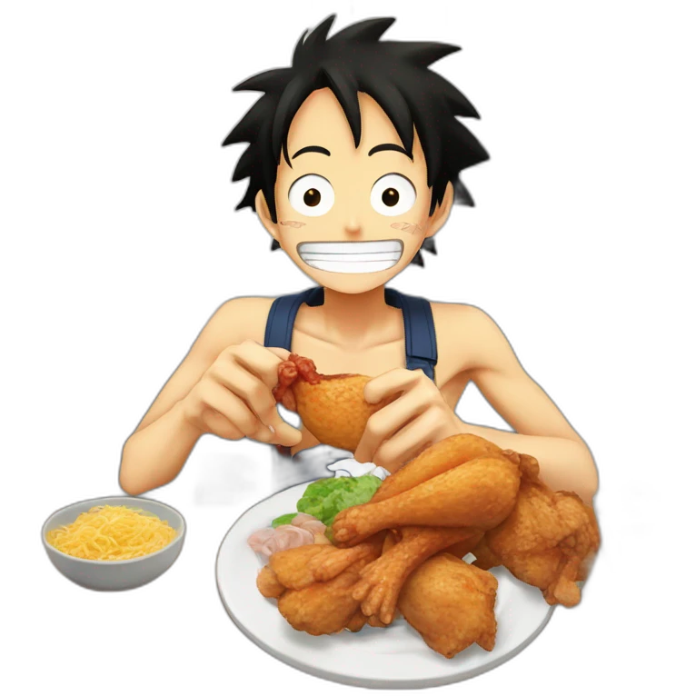 Luffy qui mange une cuisse de poulet emoji