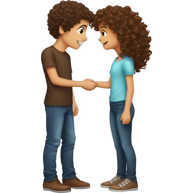 boy with brown curly hair kiss girl with brown hair  emoji