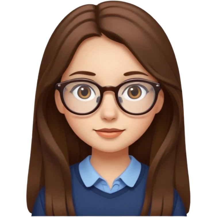 charming girl with glasses long hair emoji