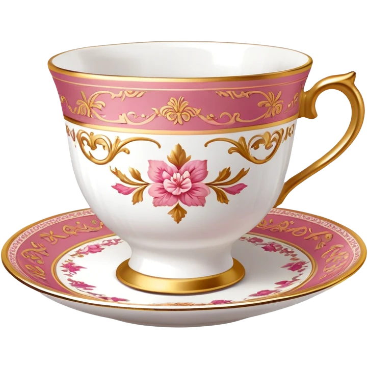 Reddish-pinkish and gold and white Warm-colored romantic fine china tea cup emoji