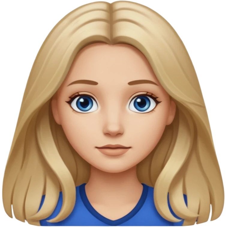 white long dark blonde hair girl with darker roots in her hair middle part and dark blue eyes that's not really tan but not pale emoji