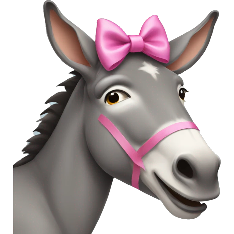 donkey smiling with a pink bow on its ear emoji