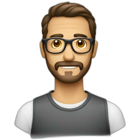 Hombre delgado, cansó semis oduldo con gafas emoji