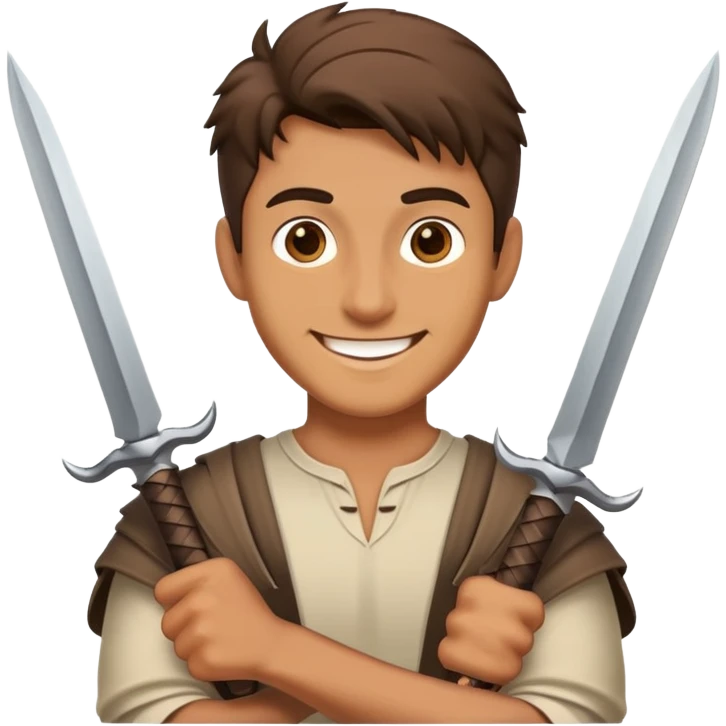 Man with two daggers smiling emoji