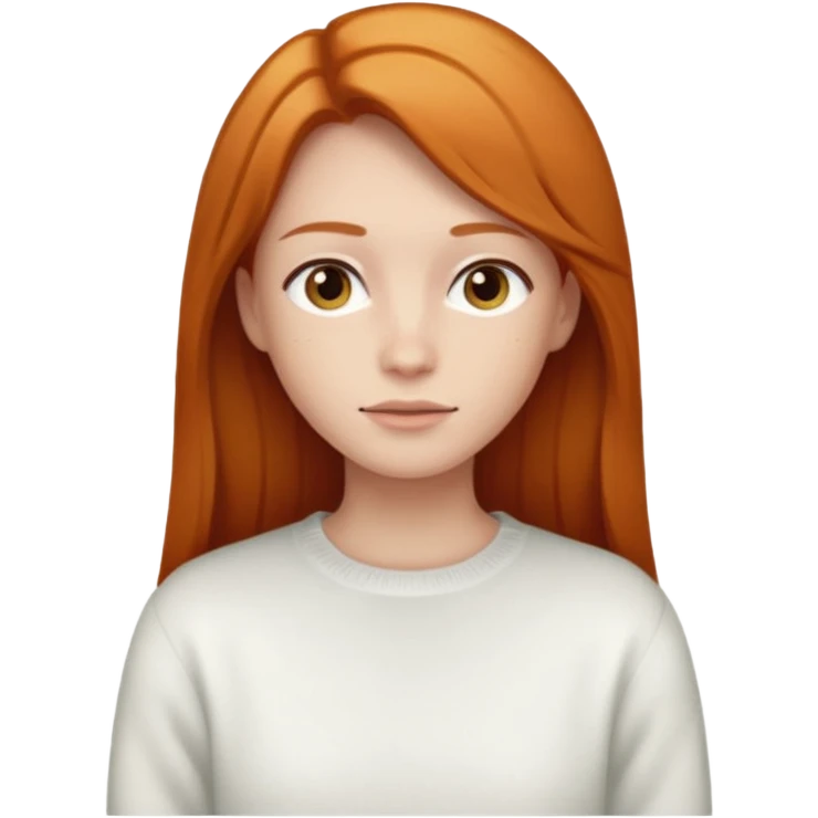 Ginger long straight hair with a white jumper emoji