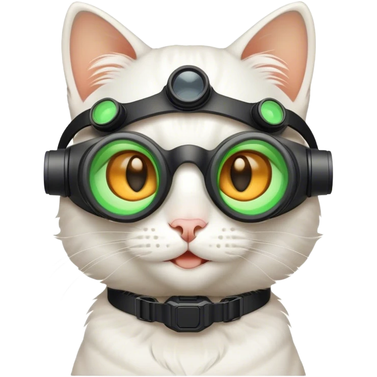 white smile kitty with nigthvision googles emoji