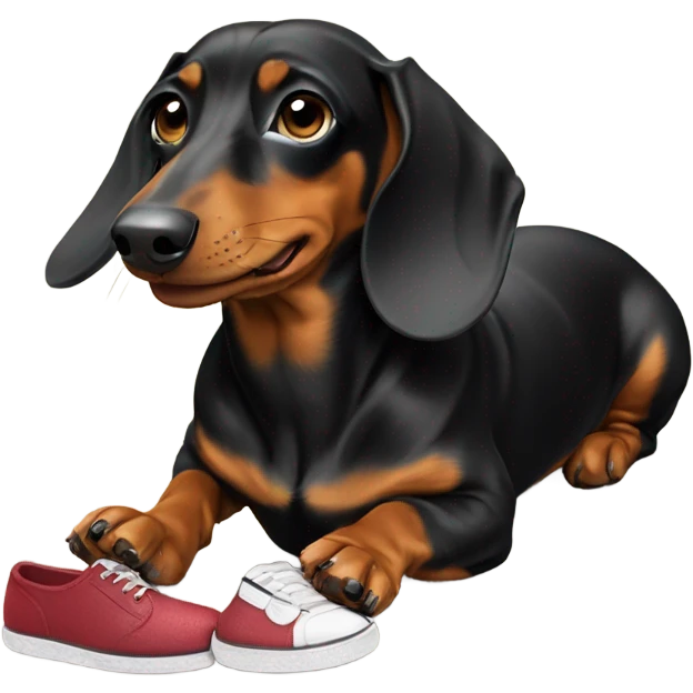 Dachshund eating shoe emoji