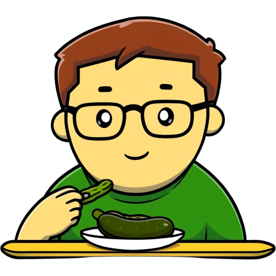 man with glasses eating a pickle emoji