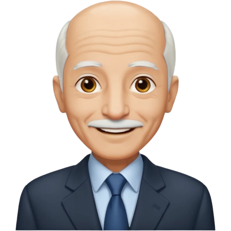 70 yr old man, almost bald, thin white hair, pakistani, business suit
 emoji