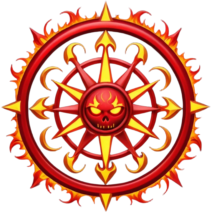 Chaotic infernal sigil pulsating with red energy, ritual magic aesthetic emoji