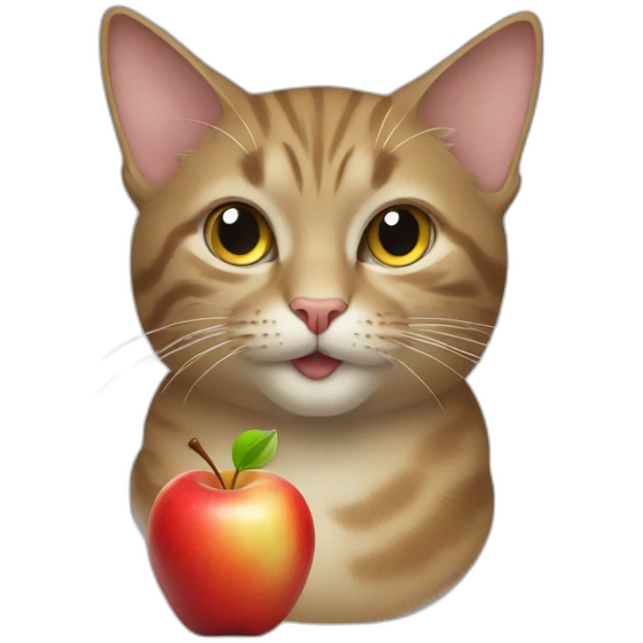 Cat with a apple emoji