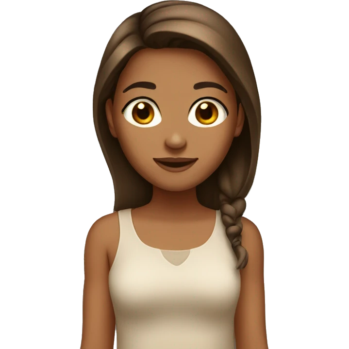 Girl with brown hair and tan skin emoji