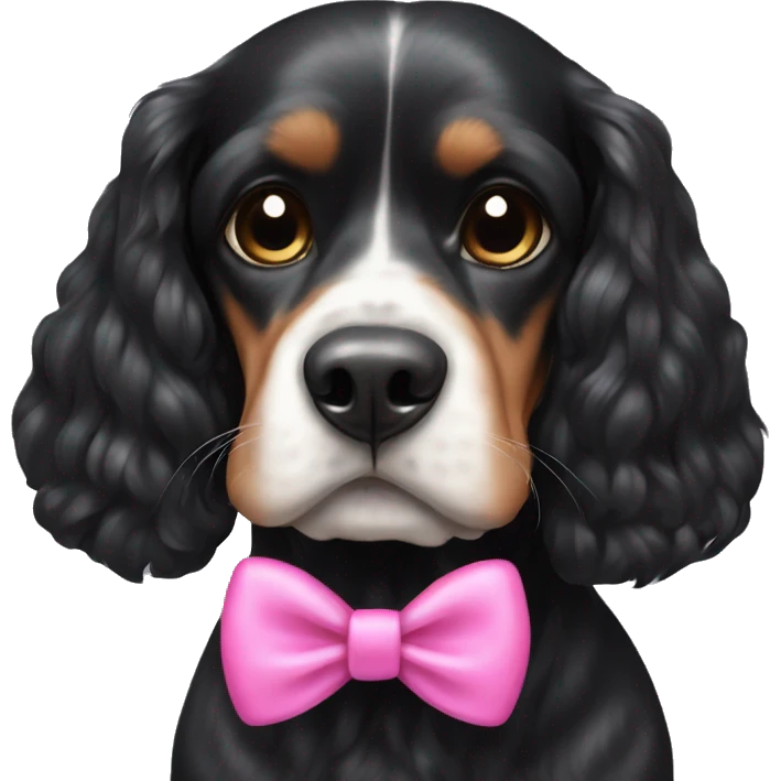 black cocker english dog with pink bow  emoji