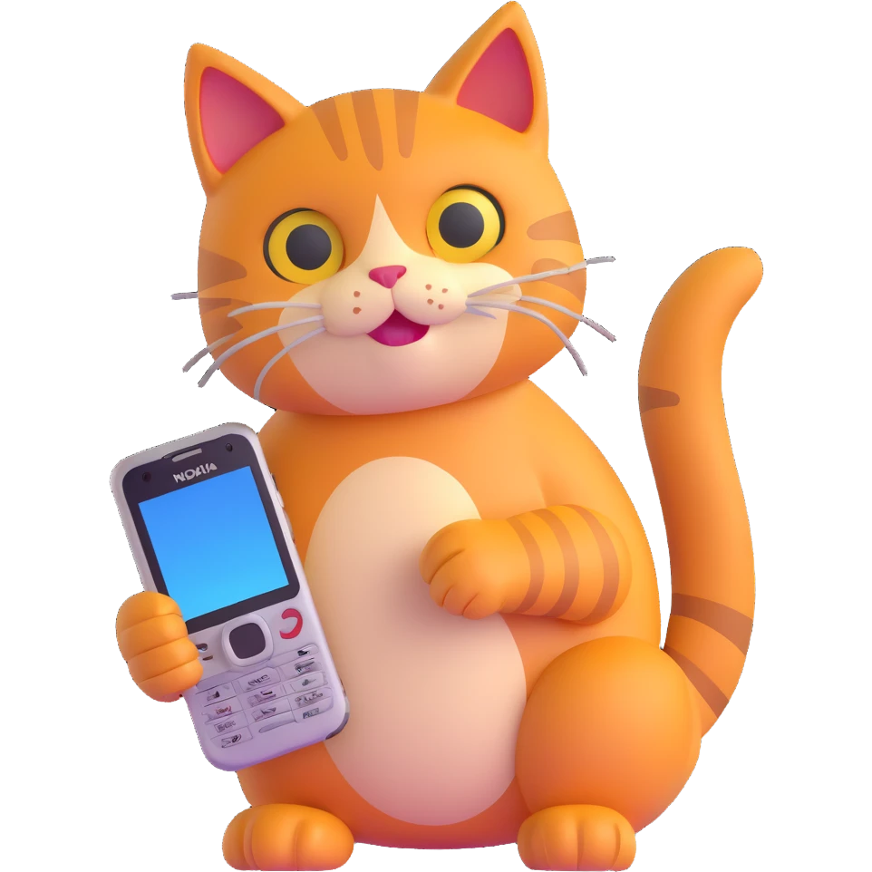 cat with nokia n73 phone emoji