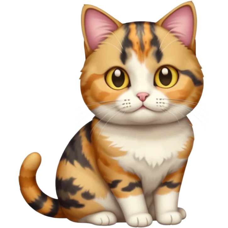 full body calico tabby cat with tiny head and fat body emoji