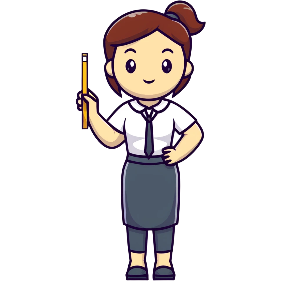 full body mad female teacher without glasses holding a ruler emoji