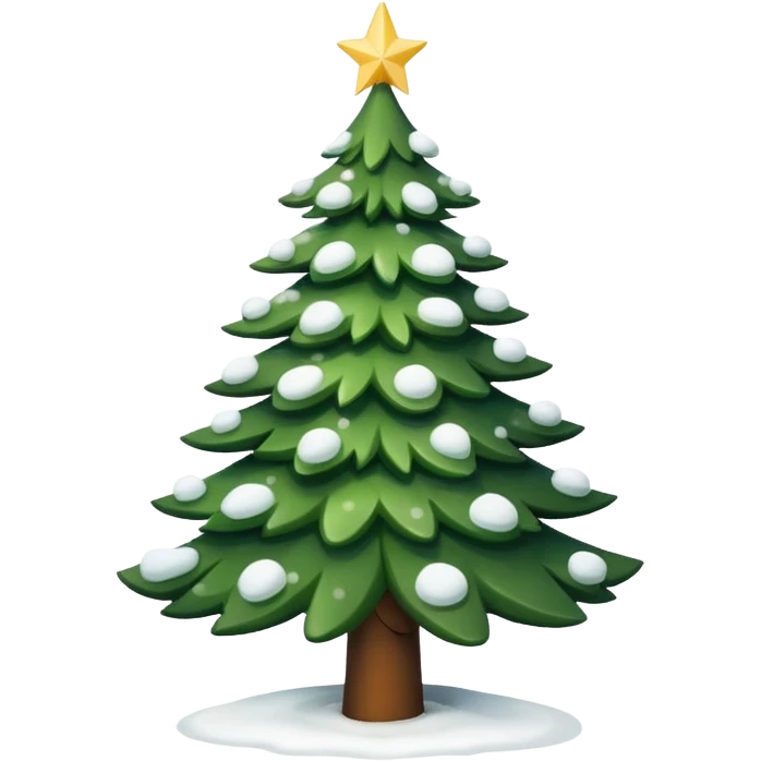Christmas tree with white lights in nature and snow on top emoji